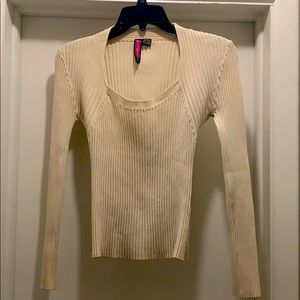 Cream Ribbed Sweater